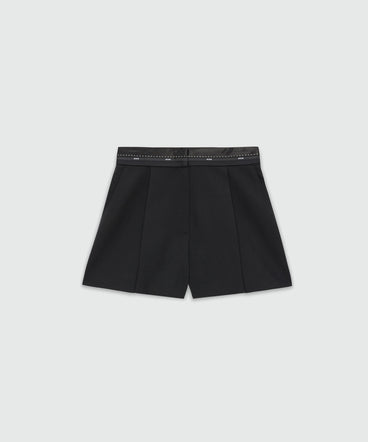 Black shorts in cool wool with MSGM ribbon