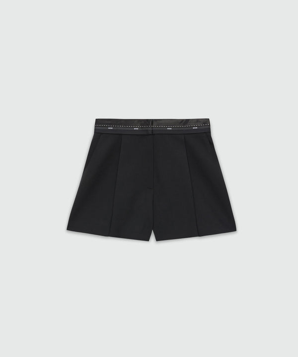 Black shorts in cool wool with MSGM ribbon
