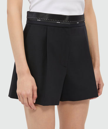 Black shorts in cool wool with MSGM ribbon