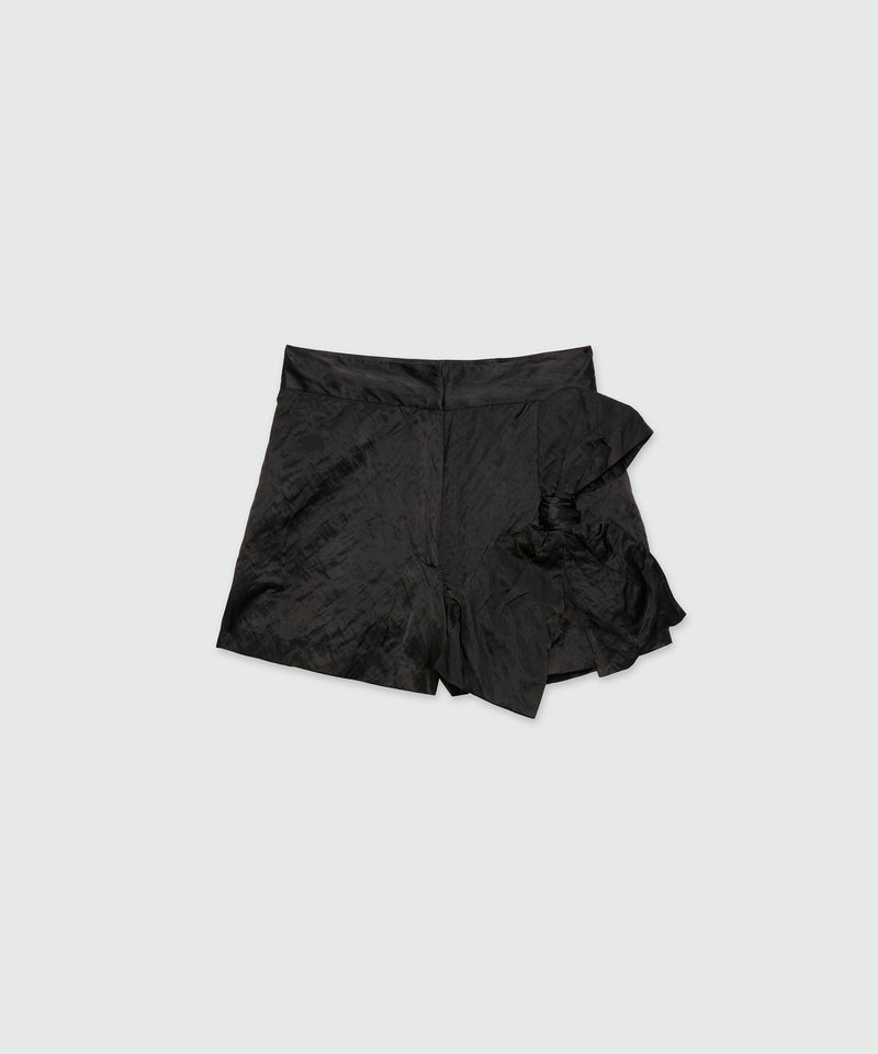 Shorts neri in duchesse crincklé con fiocco 99 Donna 