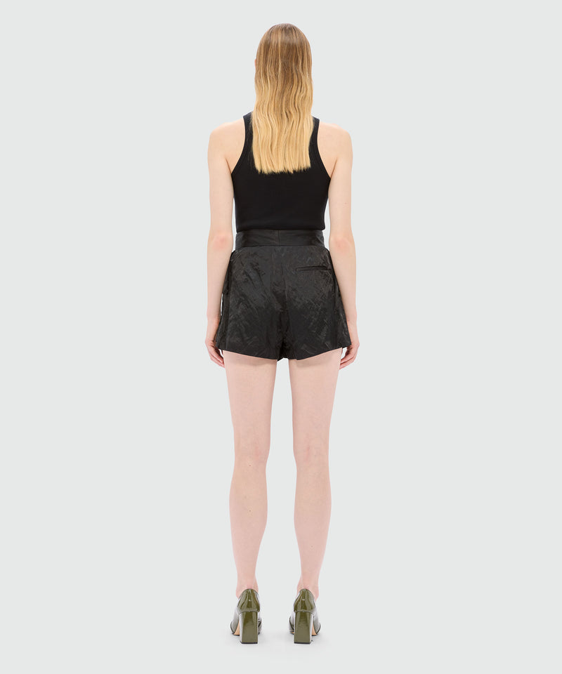 Shorts neri in duchesse crincklé con fiocco 99 Donna 