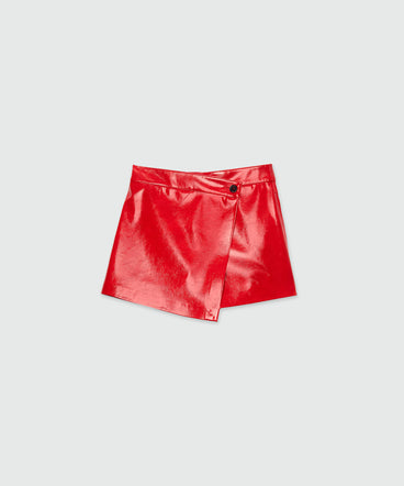 Red vinyl wrap shorts