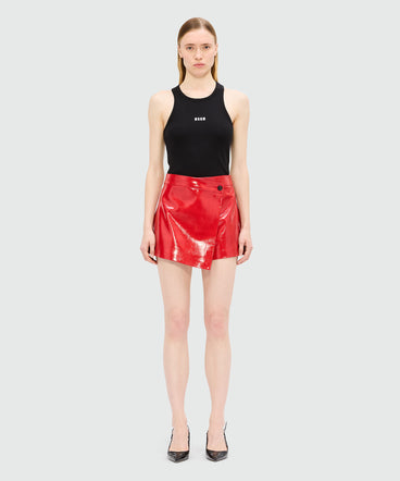Red vinyl wrap shorts