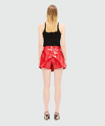 Red vinyl wrap shorts