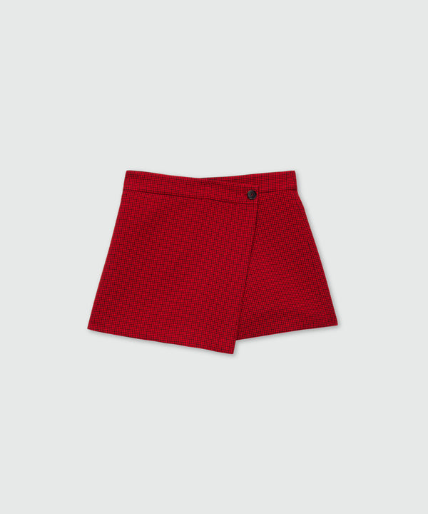 Red check wrap shorts