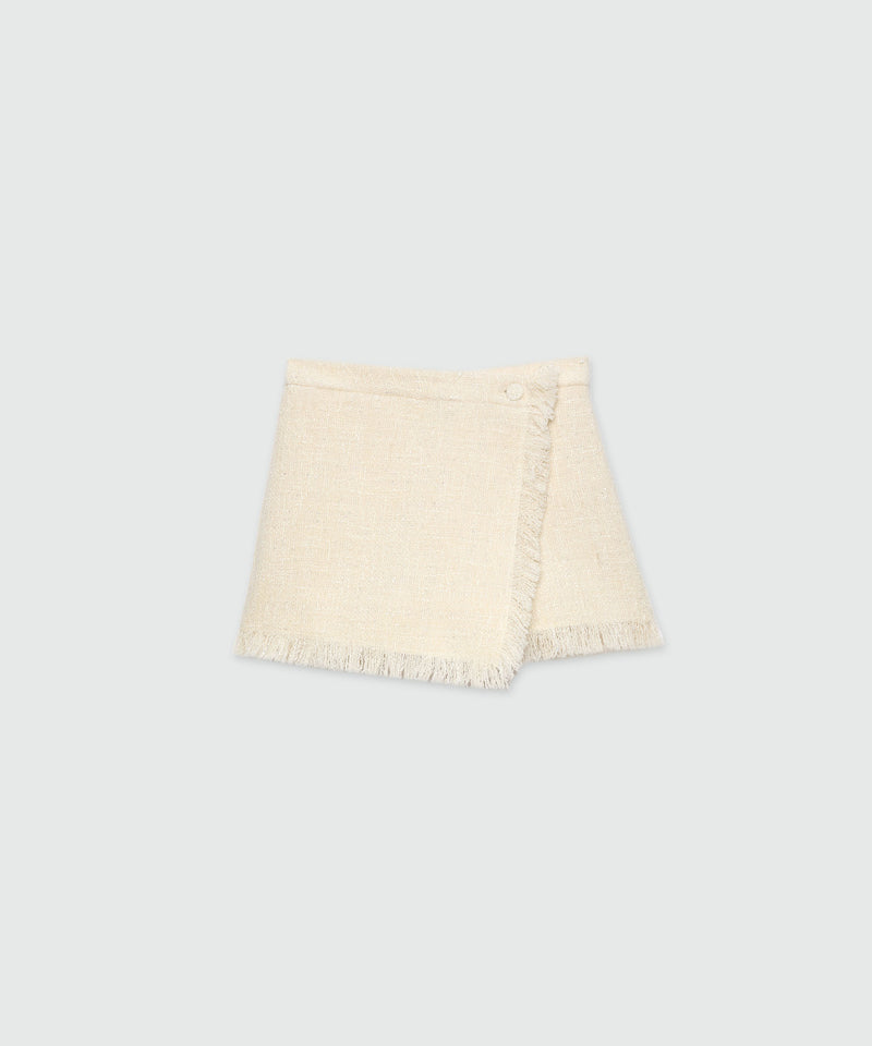 Cream bouclé shorts with micro sequins 02 Women 