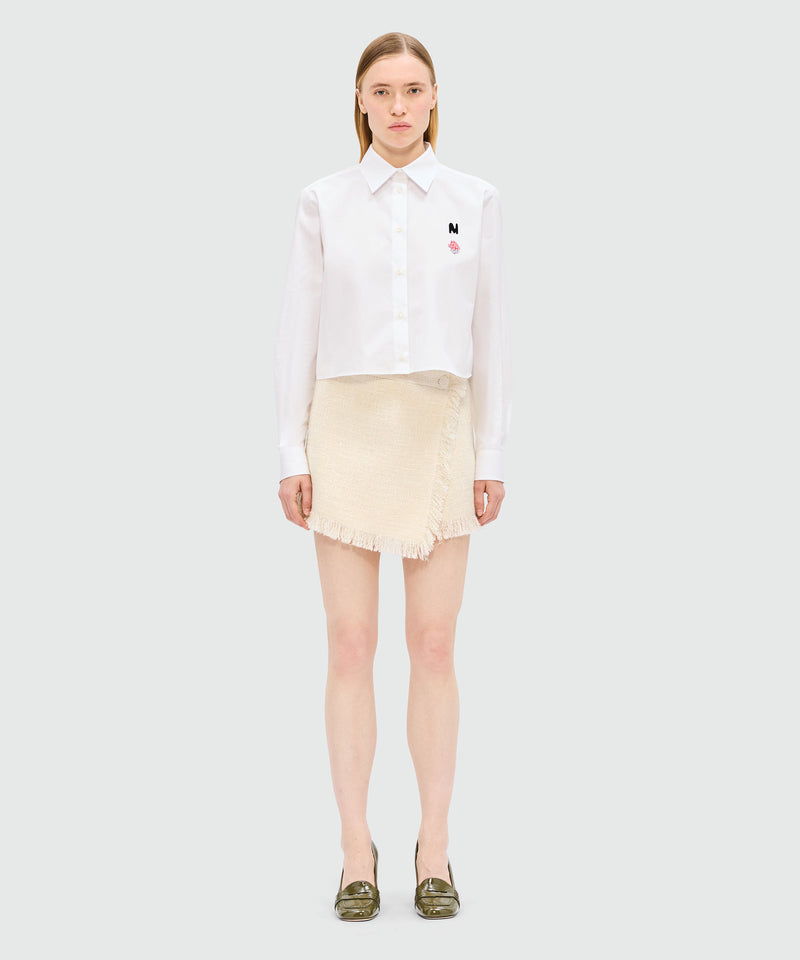 Cream bouclé shorts with micro sequins 02 Women 