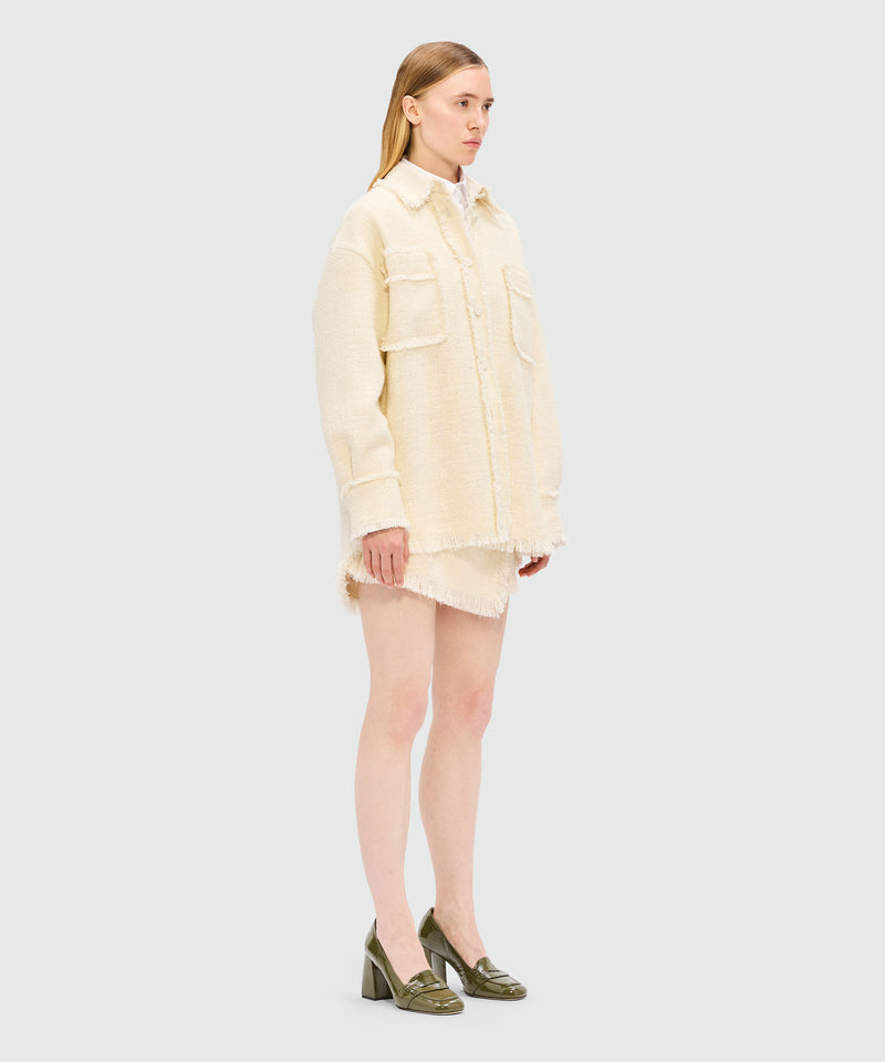 Cream bouclé shorts with micro sequins 02 Women 