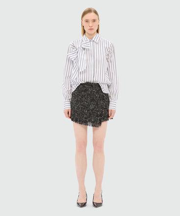 Black bouclé shorts with micro sequins