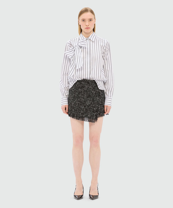 Black bouclé shorts with micro sequins