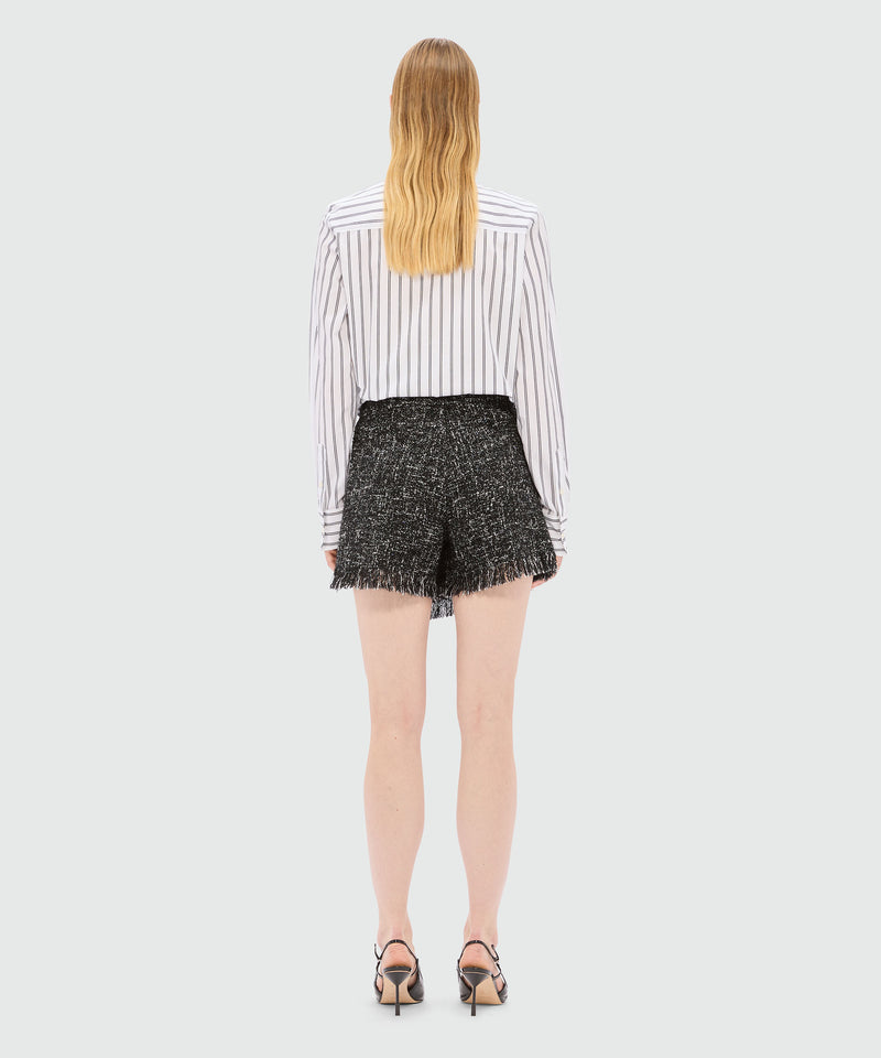 Black bouclé shorts with micro sequins 99 Women 