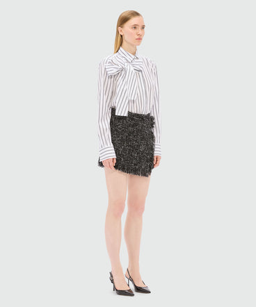 Black bouclé shorts with micro sequins