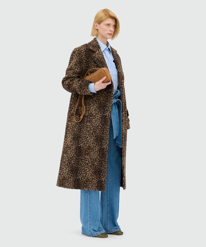 Wool cloth coat with lynx-effect pattern 29 Women 