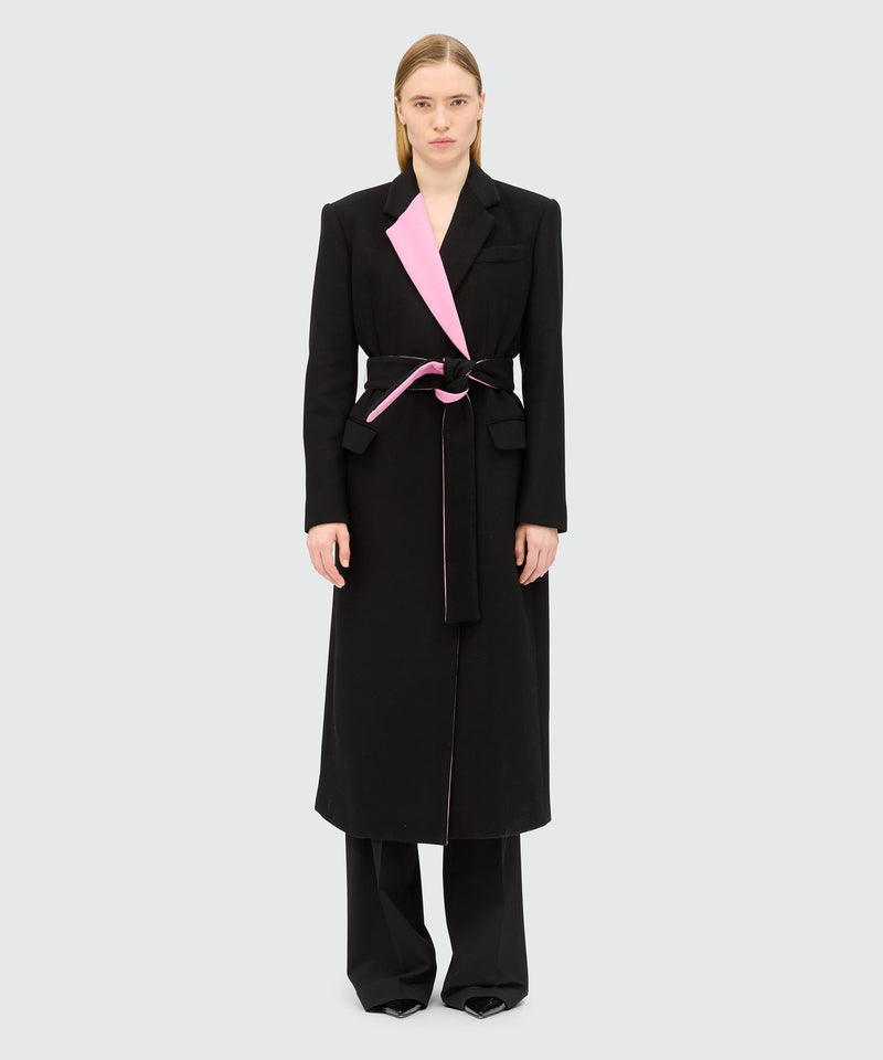 Black wool coat with contrasting details 99 Women 