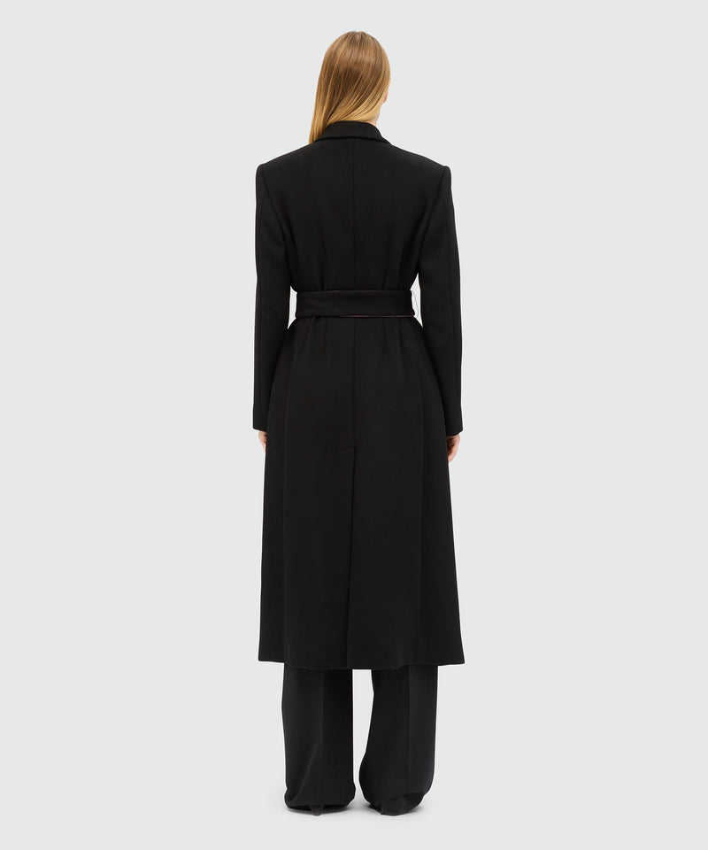Black wool coat with contrasting details 99 Women 
