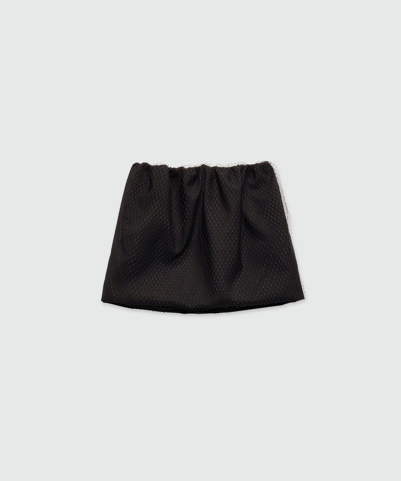 Black miniskirt in cool wool with tulle layer 99 Women 