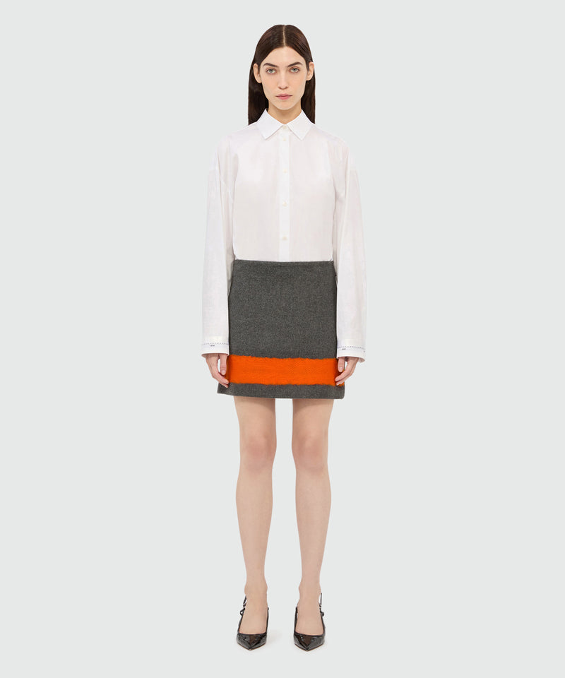 Charcoal miniskirt in wool cloth with contrasting band 98 Women 