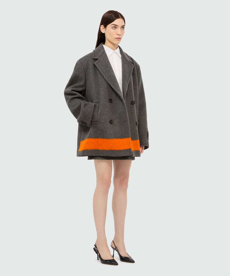 Charcoal miniskirt in wool cloth with contrasting band 98 Women 