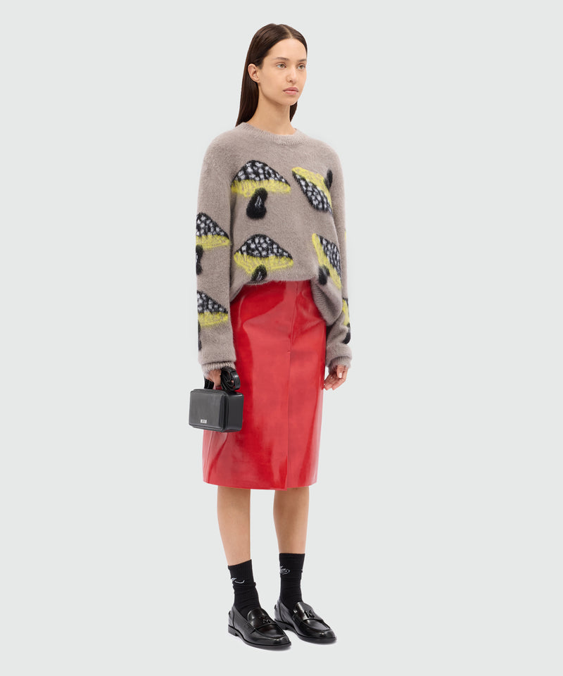 Red vinyl midi skirt 18 Women 