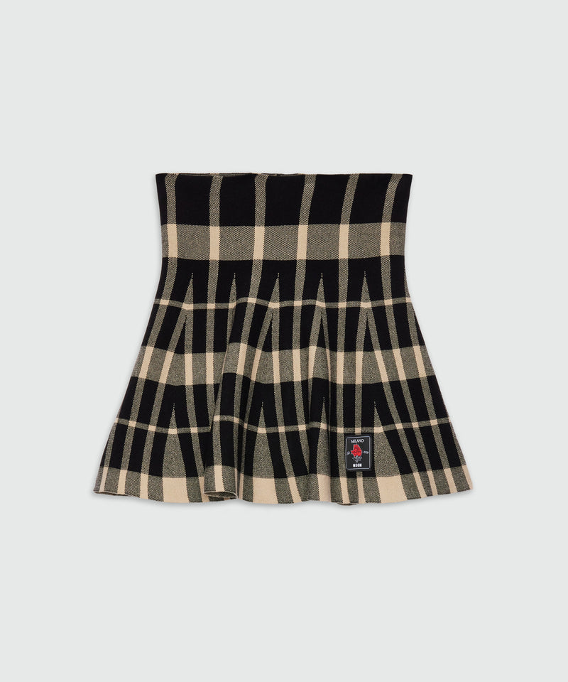 Black miniskirt in techno piquet with check pattern 99 Women 
