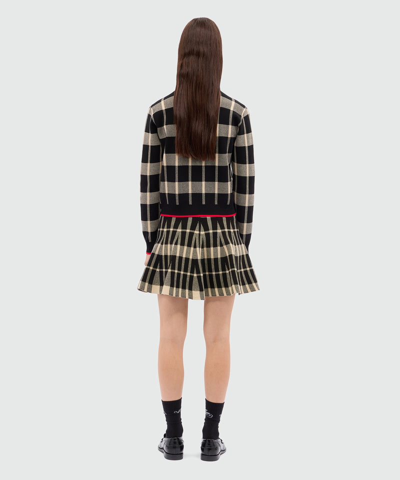 Black miniskirt in techno piquet with check pattern 99 Women 
