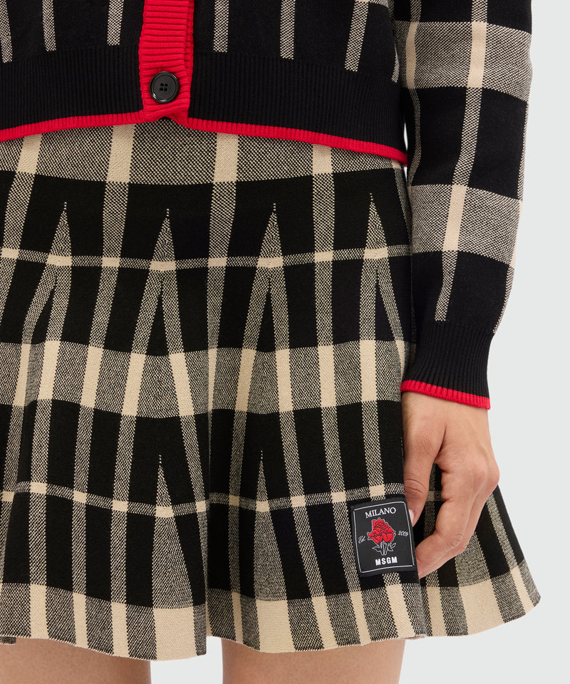 Black miniskirt in techno piquet with check pattern 99 Women 