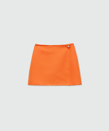 Orange cady miniskirt with "TheMwave" detail