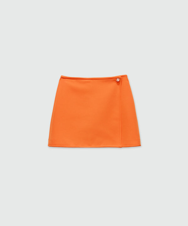 Orange cady miniskirt with "TheMwave" detail