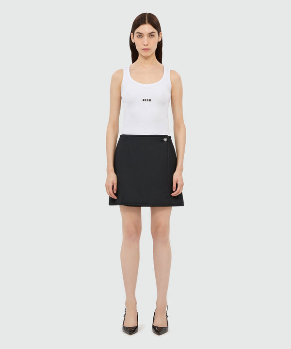 Black cady miniskirt with "TheMwave" detail