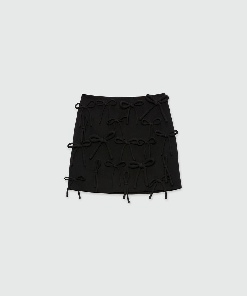 Black miniskirt in double crepe cady with bow detail 99 Women 
