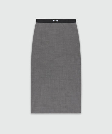 Gonna a tubino antracite in fresco lana con banda elastica MSGM