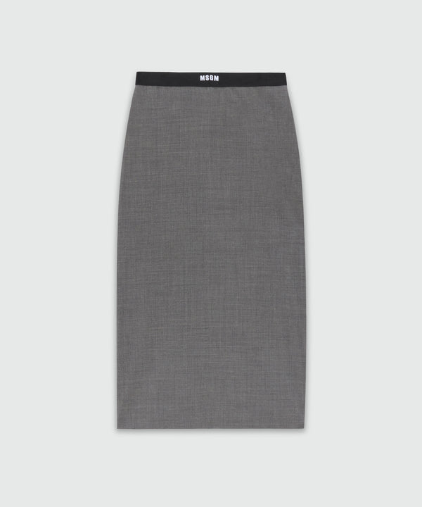 Gonna a tubino antracite in fresco lana con banda elastica MSGM