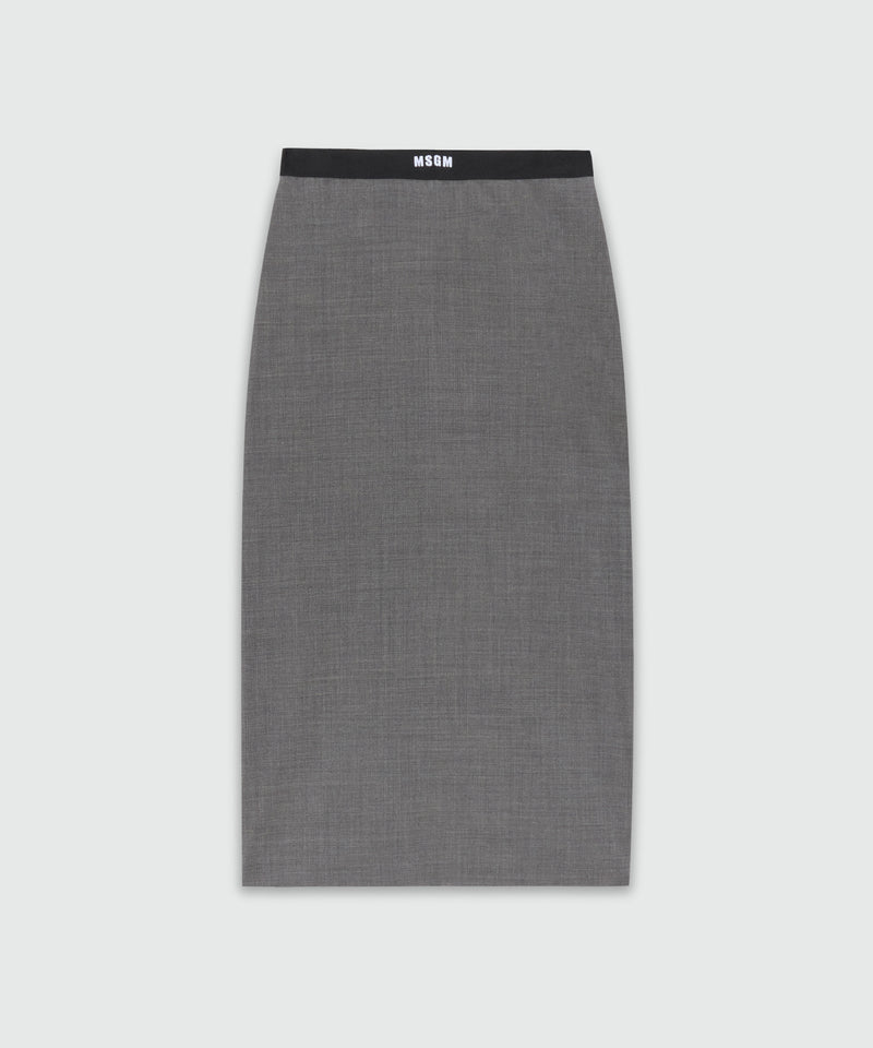 Gonna a tubino antracite in fresco lana con banda elastica MSGM 98 Donna 