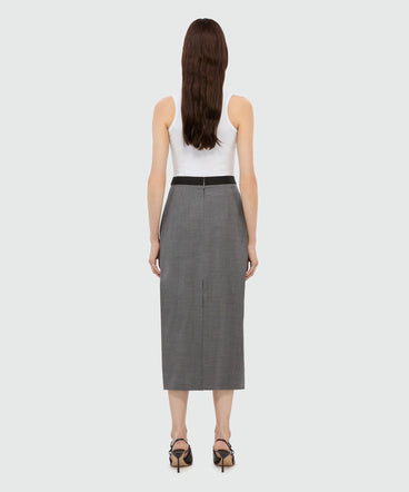 Gonna a tubino antracite in fresco lana con banda elastica MSGM
