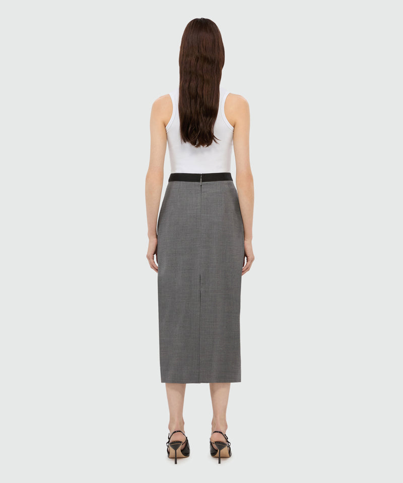 Gonna a tubino antracite in fresco lana con banda elastica MSGM 98 Donna 