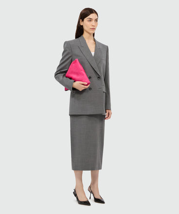 Gonna a tubino antracite in fresco lana con banda elastica MSGM