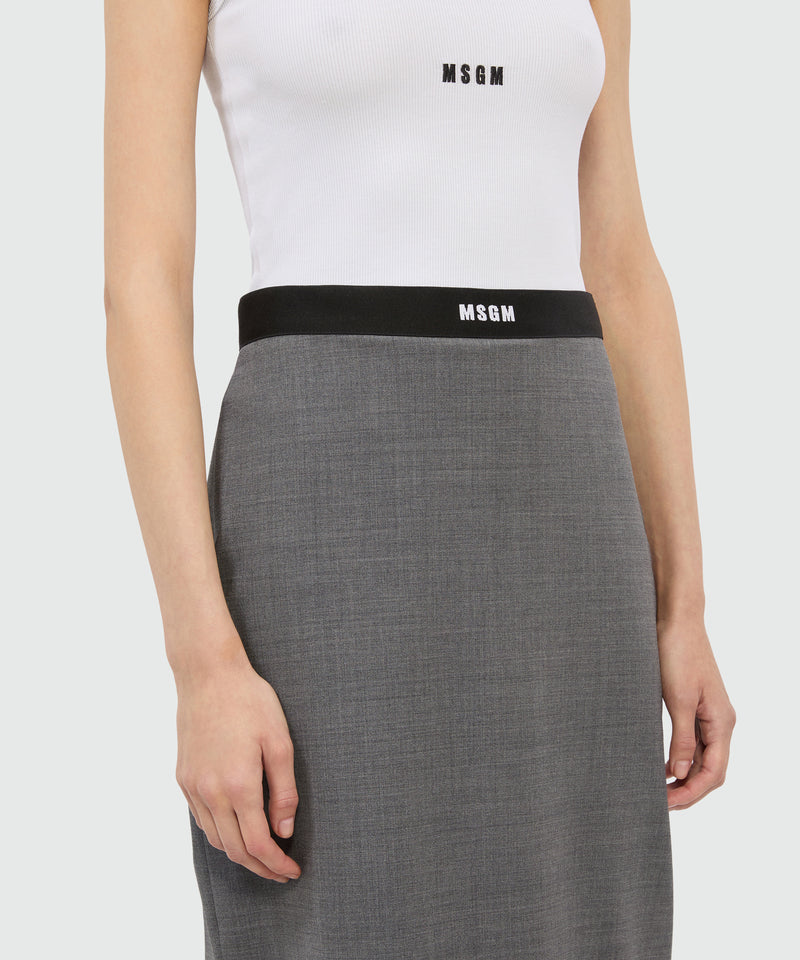 Gonna a tubino antracite in fresco lana con banda elastica MSGM 98 Donna 