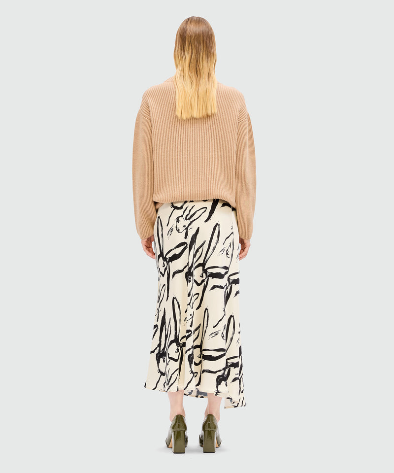 Ivory midi skirt with "Sketched Bunnies" print 2 Women 