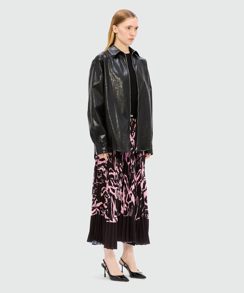 Black pleated midi skirt with "Sketched Bunnies" print 99 Women 