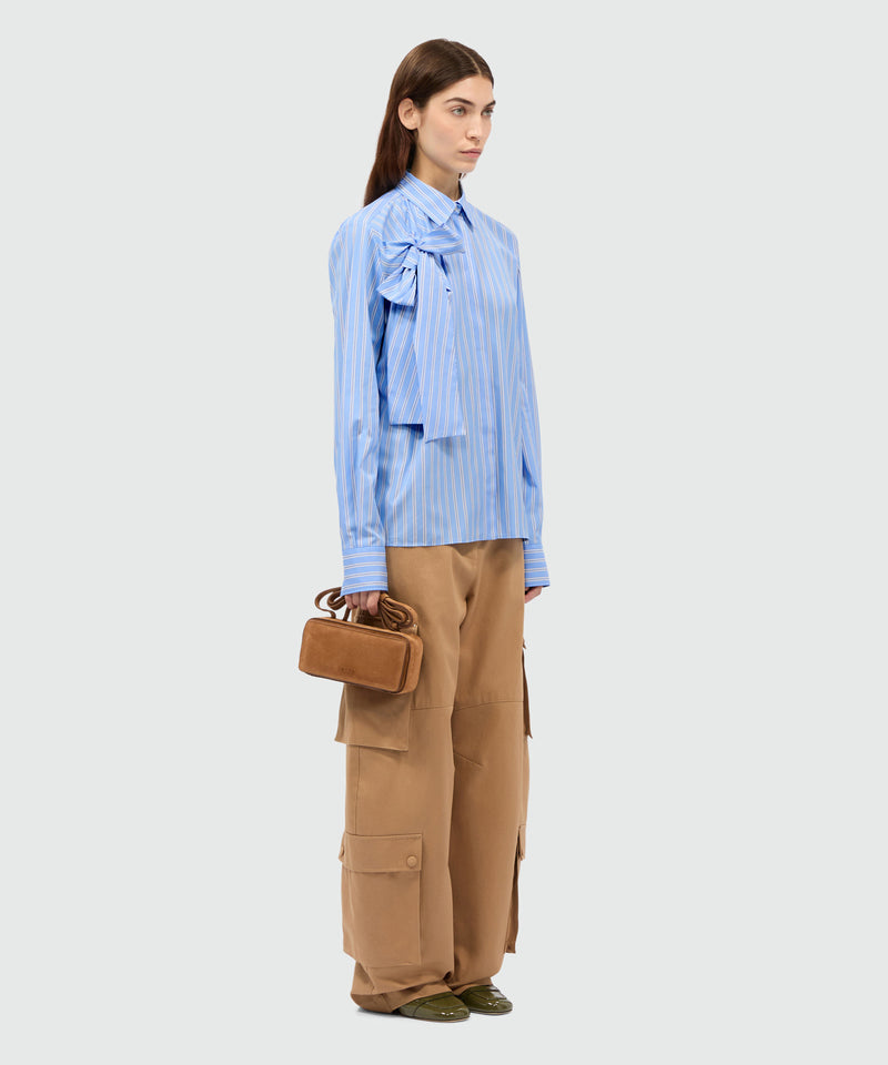 Light blue poplin shirt with bow detail 82 Women 