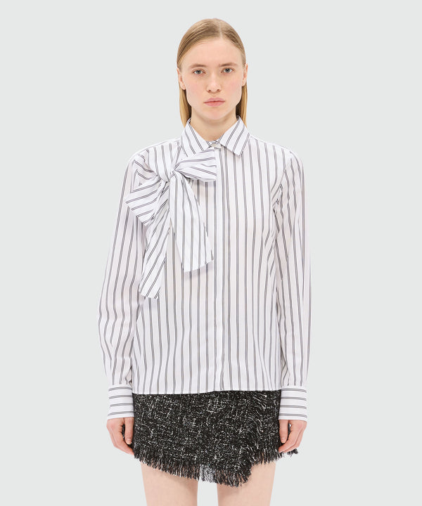 White poplin shirt with bow detail
