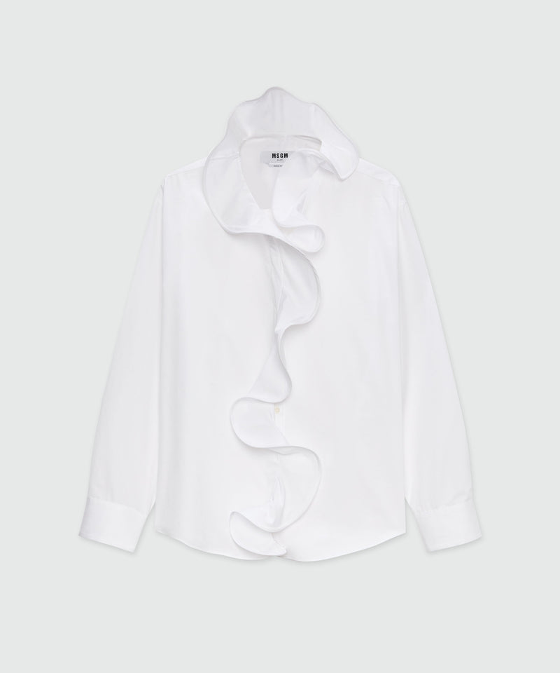 White poplin shirt with ruffles 1 Women 