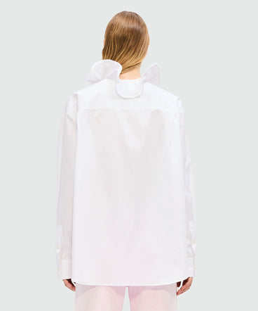 White poplin shirt with ruffles