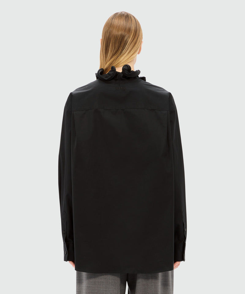Black poplin shirt with ruffles 99 Donna 