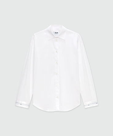 White cotton poplin shirt with MSGM logo cuff