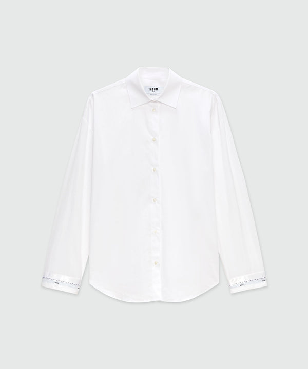 White cotton poplin shirt with MSGM logo cuff
