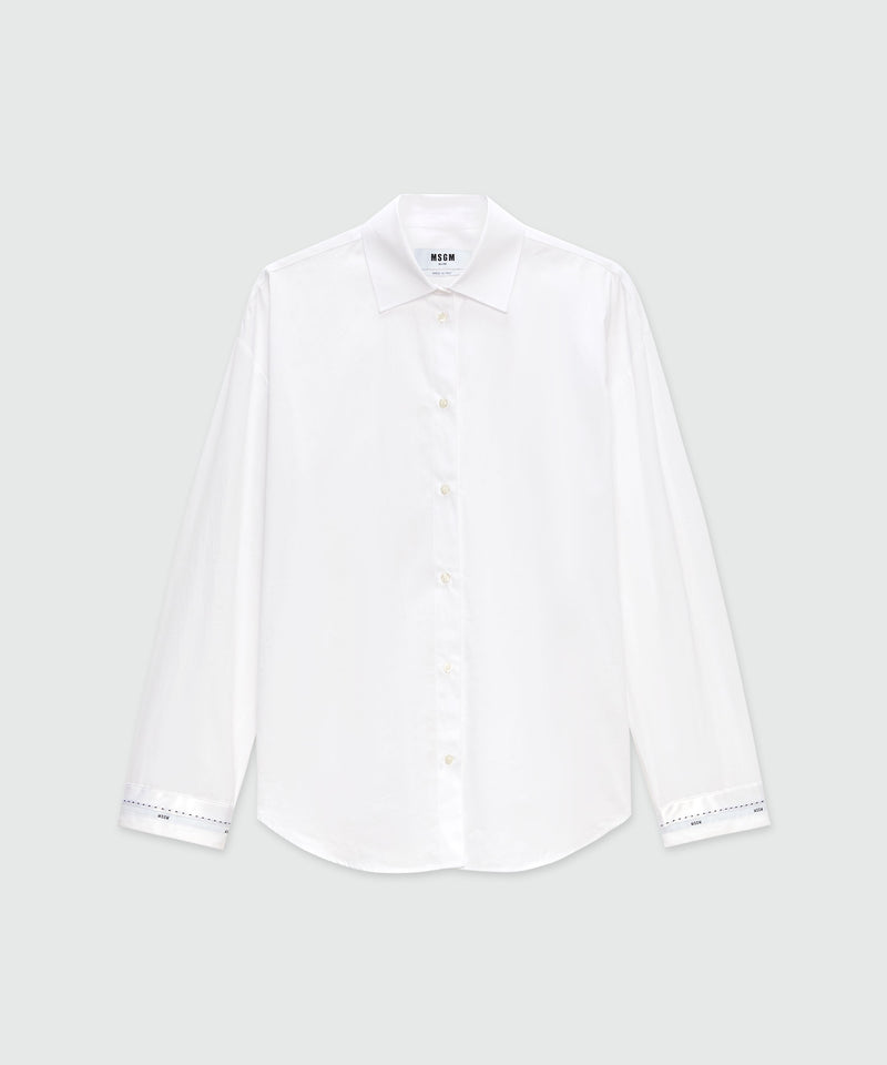 White cotton poplin shirt with MSGM logo cuff 1 Women 