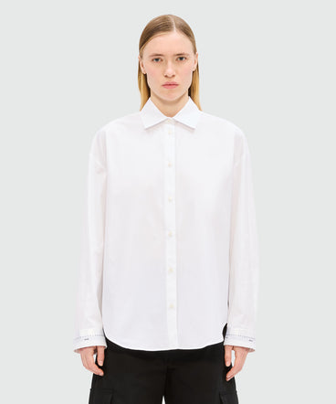 White cotton poplin shirt with MSGM logo cuff