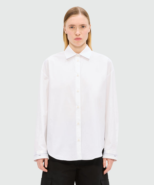 White cotton poplin shirt with MSGM logo cuff