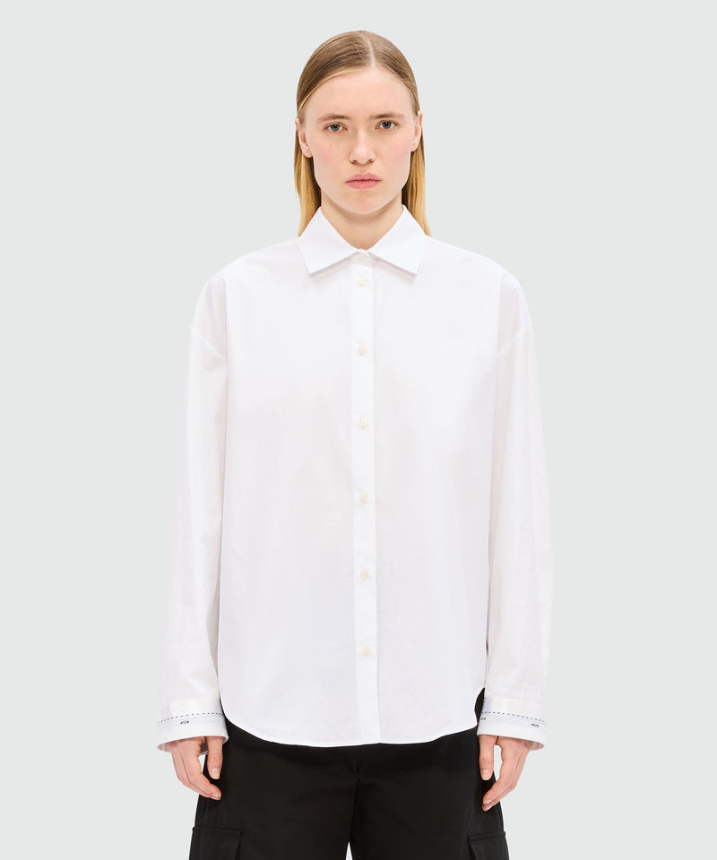 White cotton poplin shirt with MSGM logo cuff 1 Women 